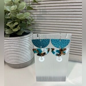 Handmade Metallic Blue and Acrylic Earrings